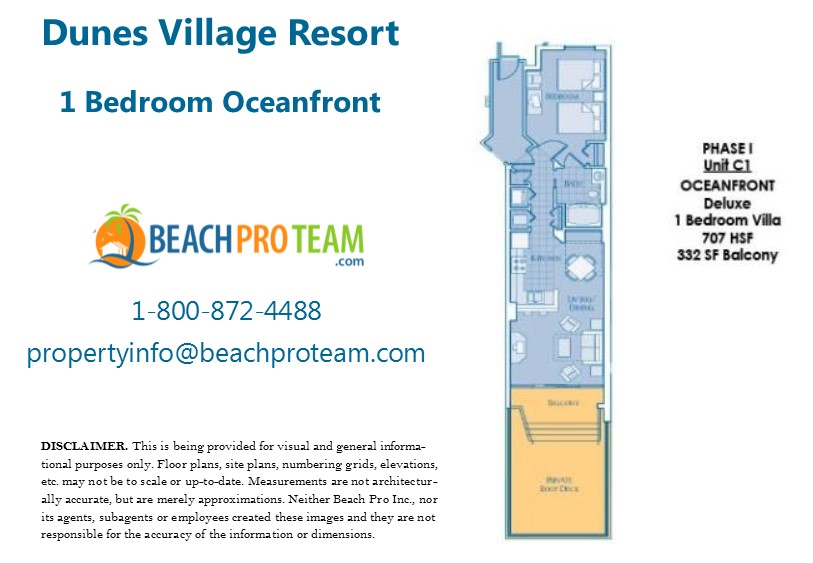 Dunes Village I Floor Plan C1 - 1 Bedroom Oceanfront Deluxe